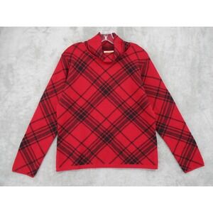 Vintage Talbots Sweater Womens Large Plaid Turtleneck Italy Merino Wool Preppy